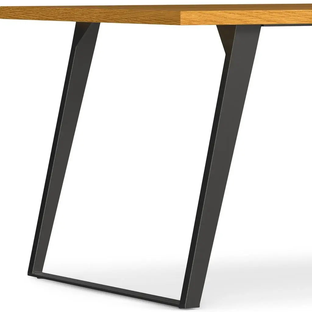 66" Oak and Gray Wood and Iron Frame Base Dining Table Homeroots Kitchen & Dining