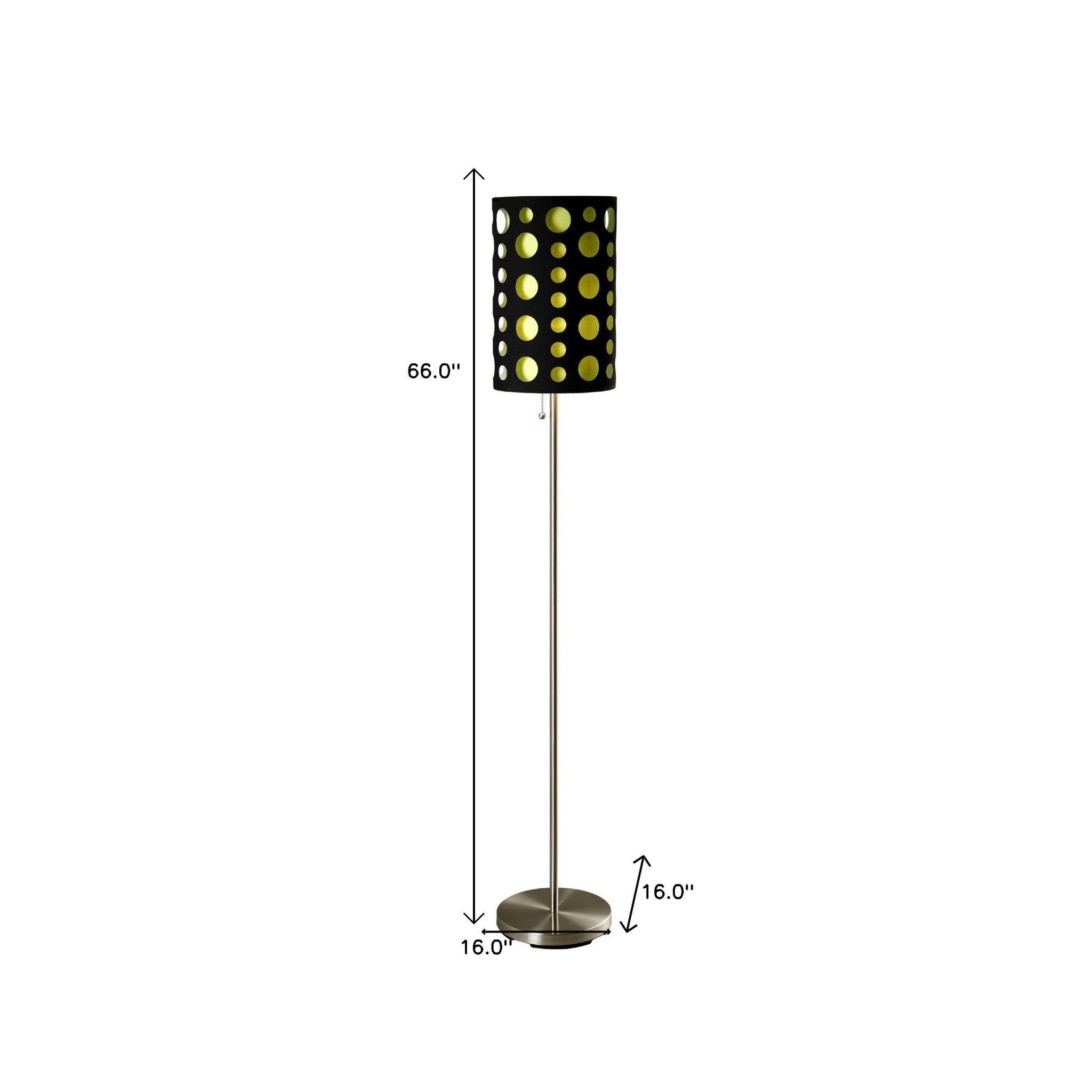 66" Steel Novelty Floor Lamp With Black And Green Drum Shade - GreatEagleInc