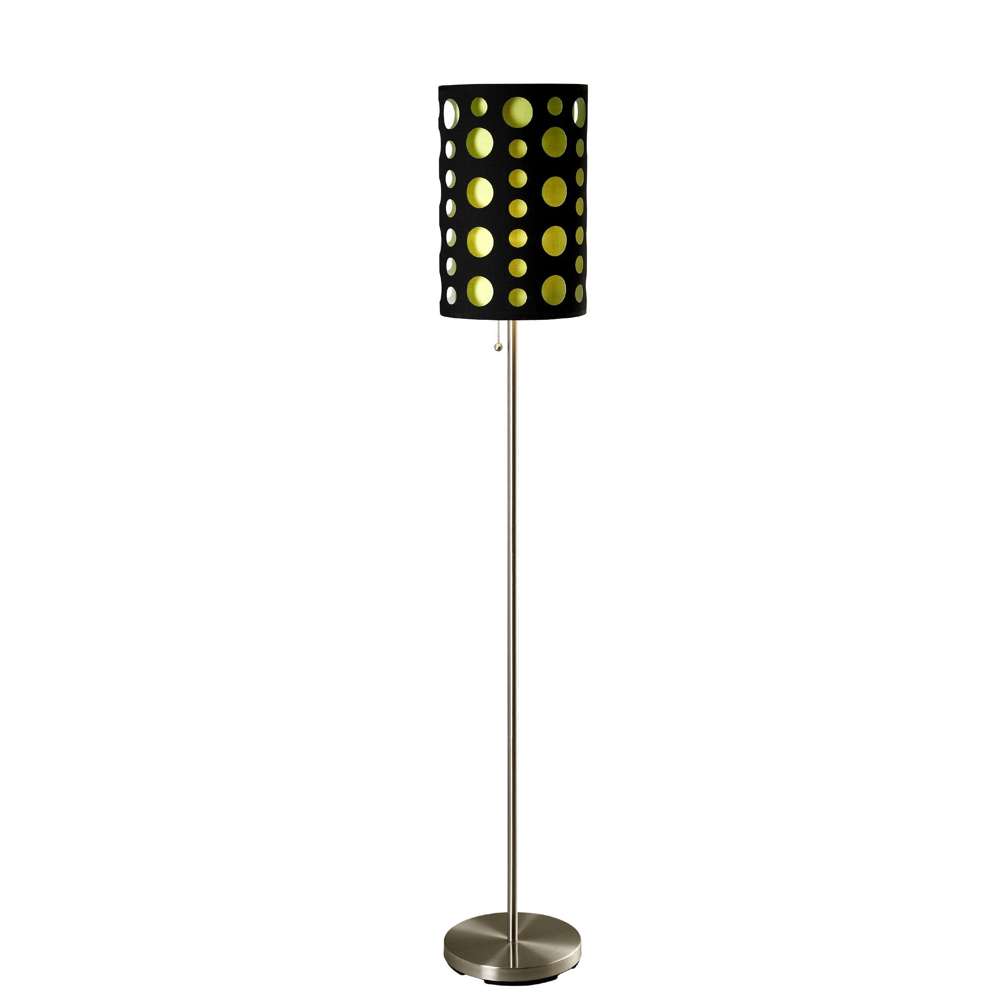 66" Steel Novelty Floor Lamp With Black And Green Drum Shade - GreatEagleInc