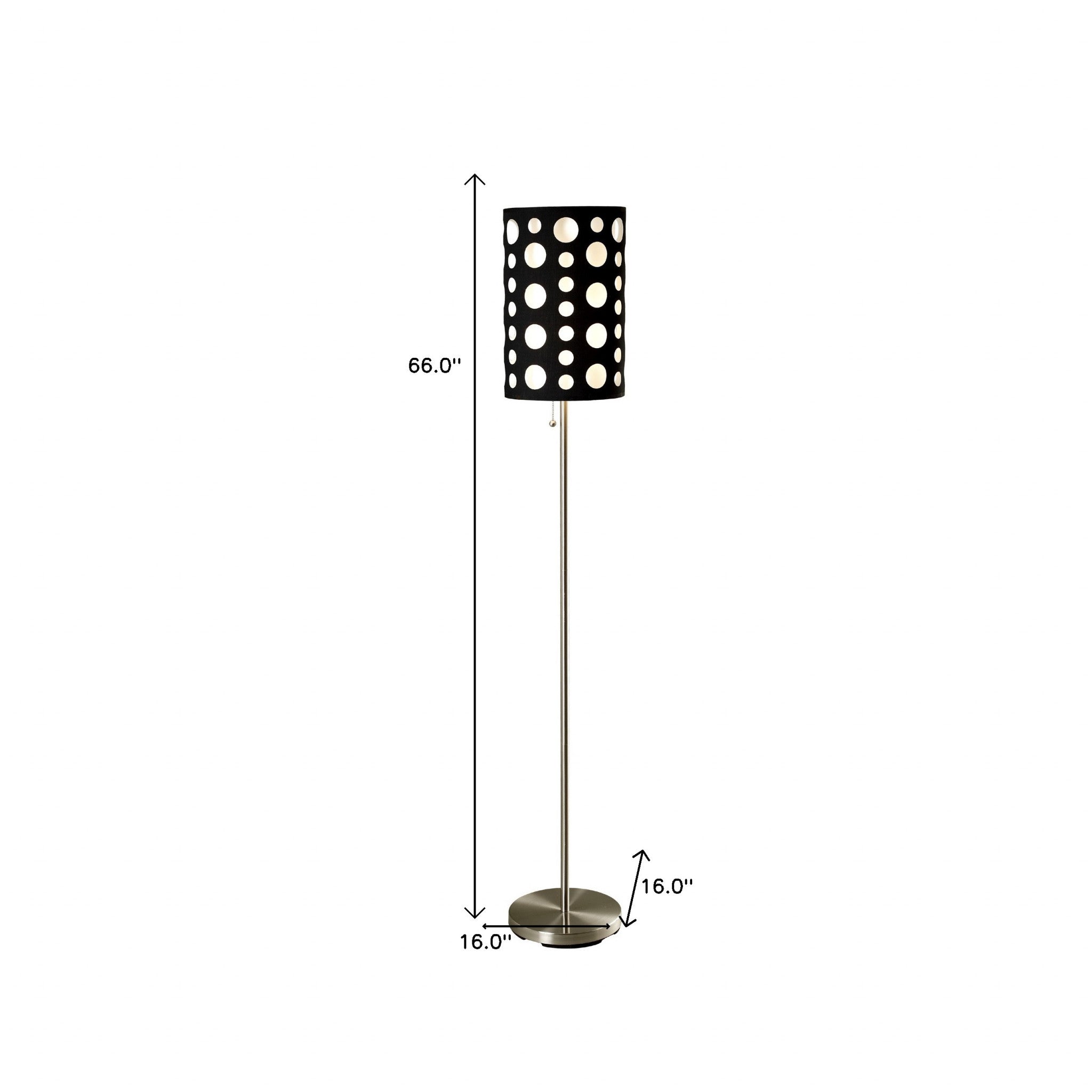 66" Steel Novelty Floor Lamp With Black And White Drum Shade - GreatEagleInc
