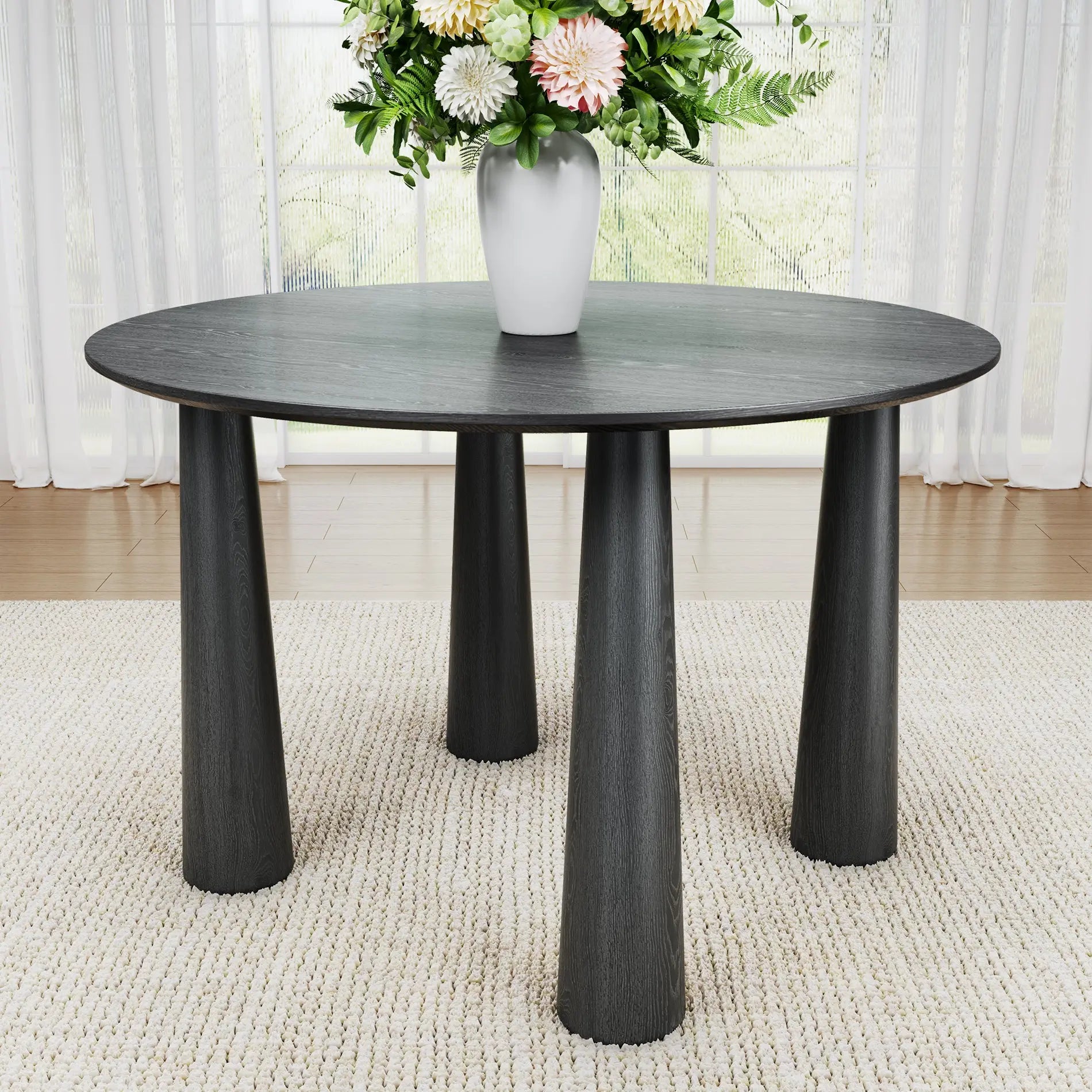 67" Black Solid Wood Oval Dining Table Homeroots Kitchen & Dining