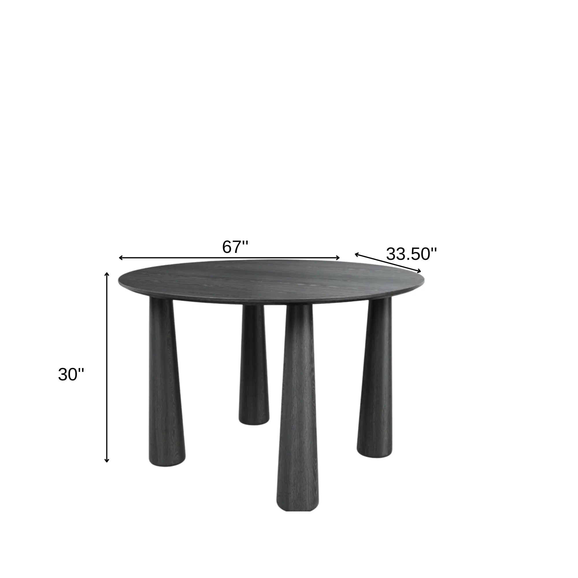 67" Black Solid Wood Oval Dining Table Homeroots Kitchen & Dining