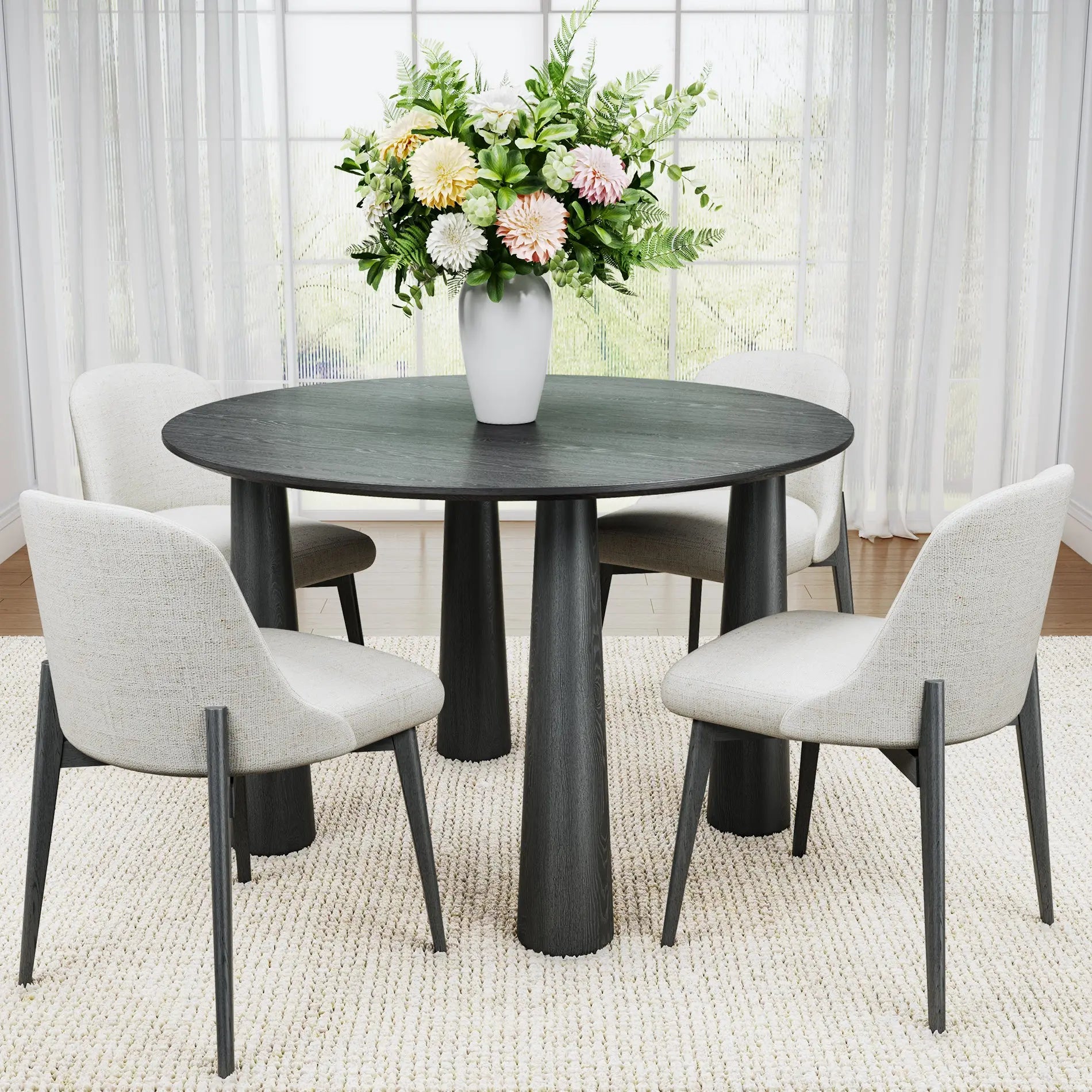 67" Black Solid Wood Oval Dining Table Homeroots Kitchen & Dining