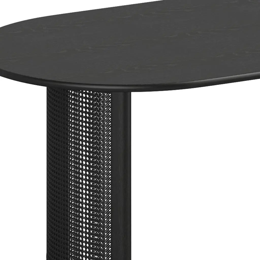 67" Black Wood Double Pedestal Base Oval Dining Table Homeroots Kitchen & Dining