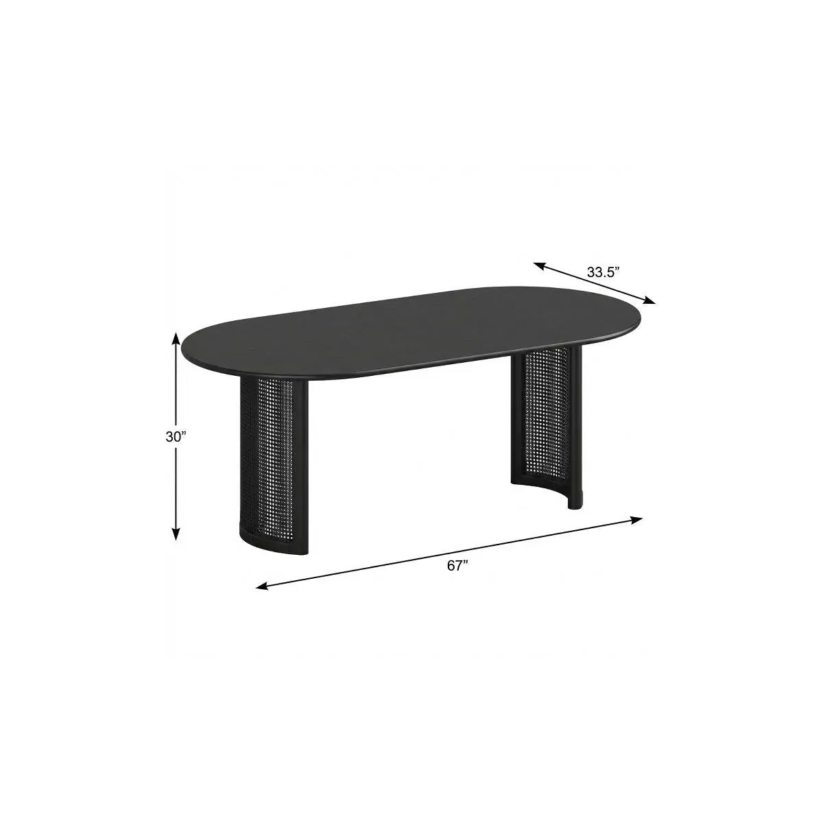 67" Black Wood Double Pedestal Base Oval Dining Table Homeroots Kitchen & Dining