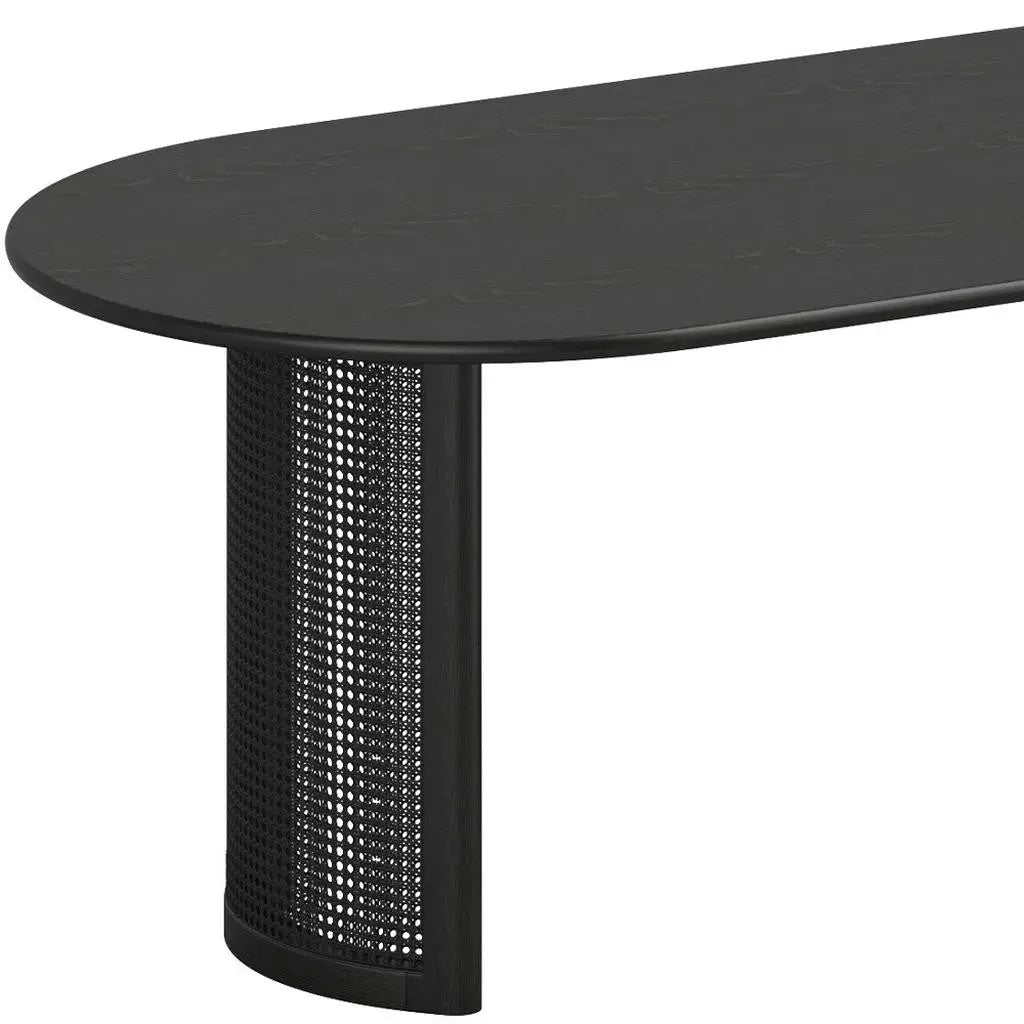 67" Black Wood Double Pedestal Base Oval Dining Table Homeroots Kitchen & Dining