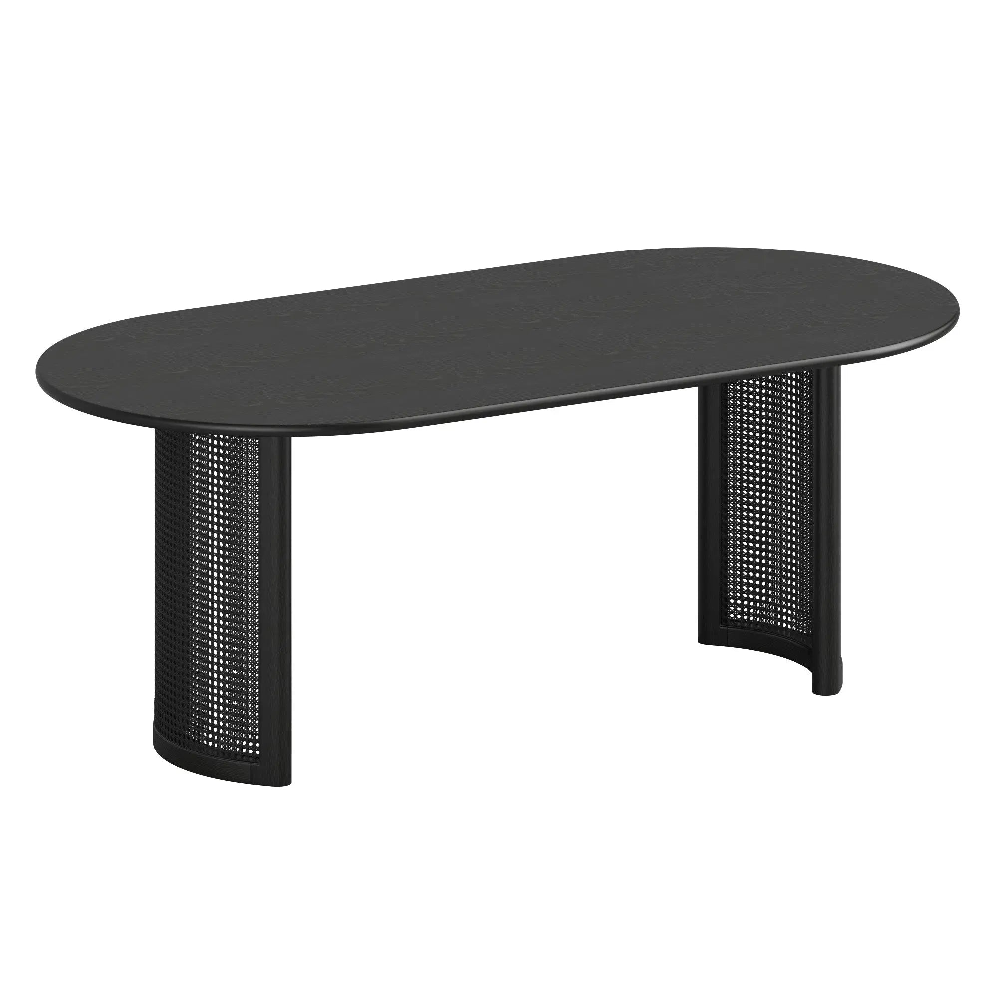 67" Black Wood Double Pedestal Base Oval Dining Table Homeroots Kitchen & Dining