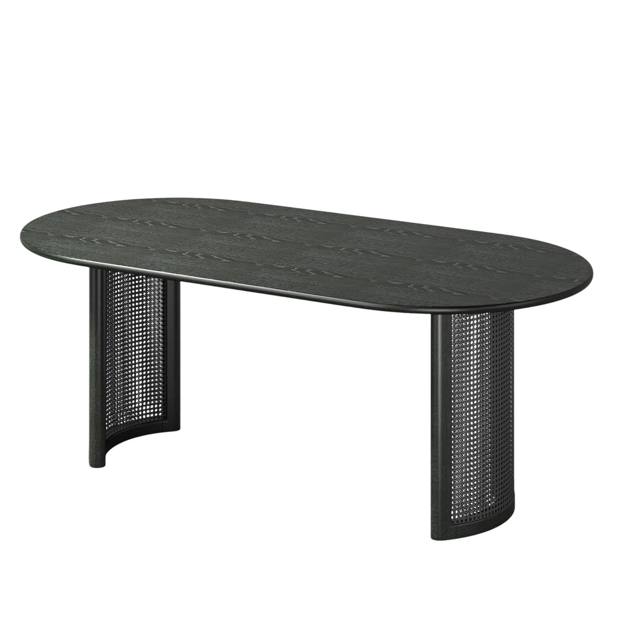 67" Black Wood Double Pedestal Base Oval Dining Table Homeroots Kitchen & Dining