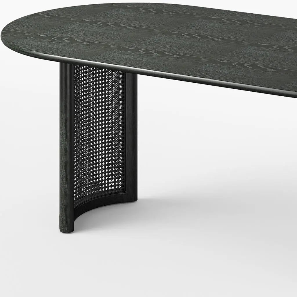 67" Black Wood Double Pedestal Base Oval Dining Table Homeroots Kitchen & Dining