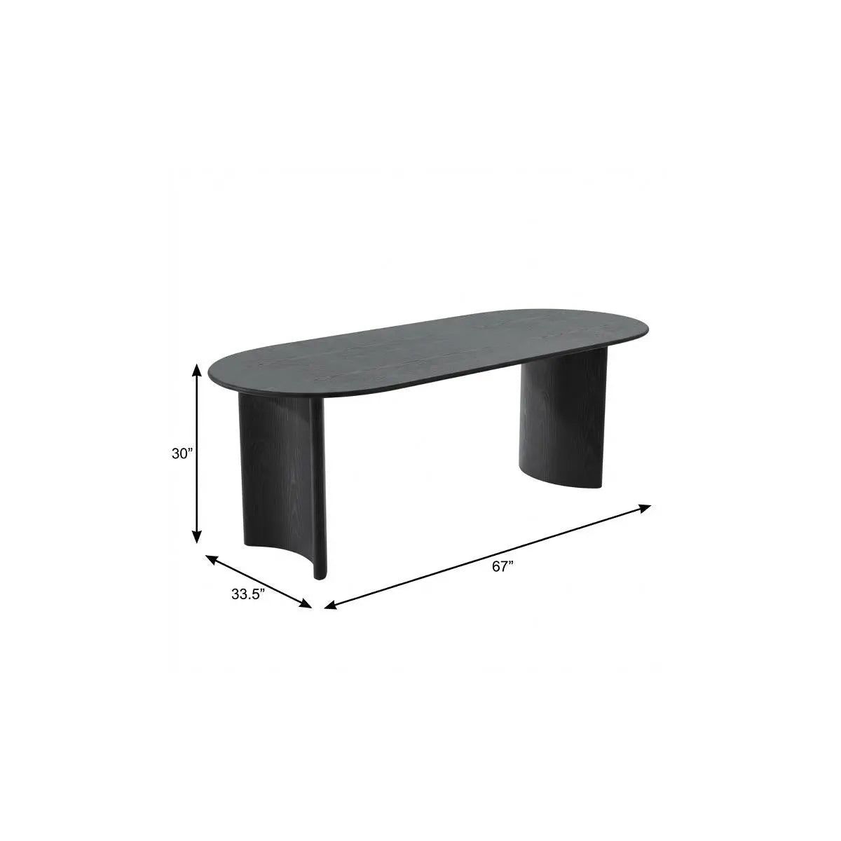 67" Black Wood Double Pedestal Base Oval Dining Table Homeroots Kitchen & Dining