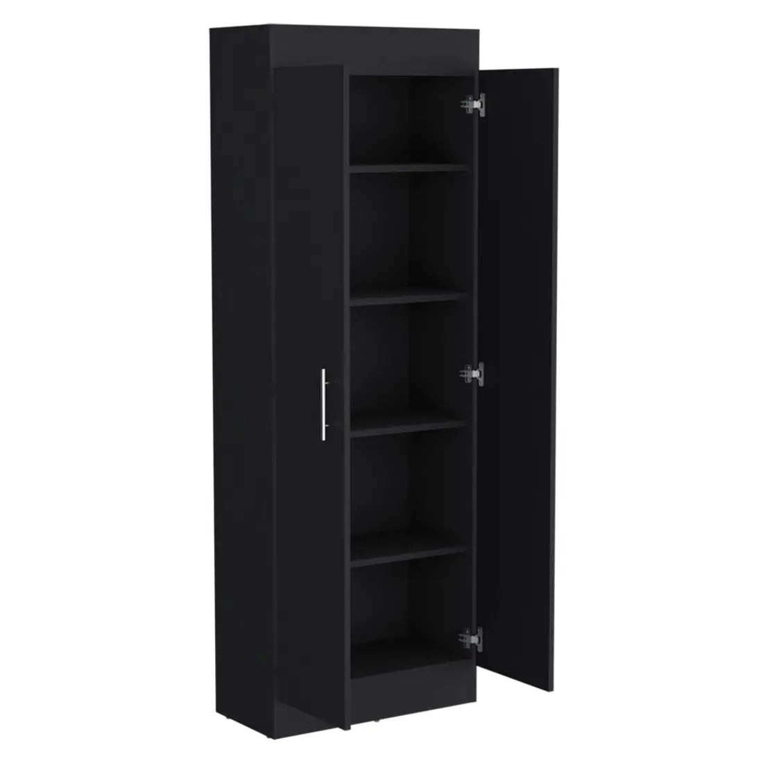 67" Black Wood Pantry Or Storage Closet - GreatEagleInc