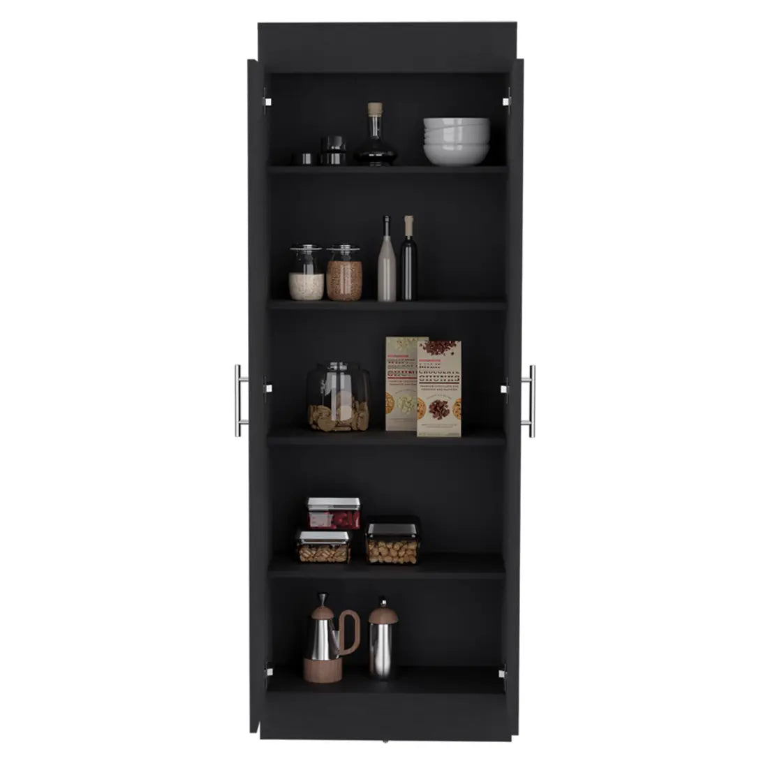 67" Black Wood Pantry Or Storage Closet - GreatEagleInc