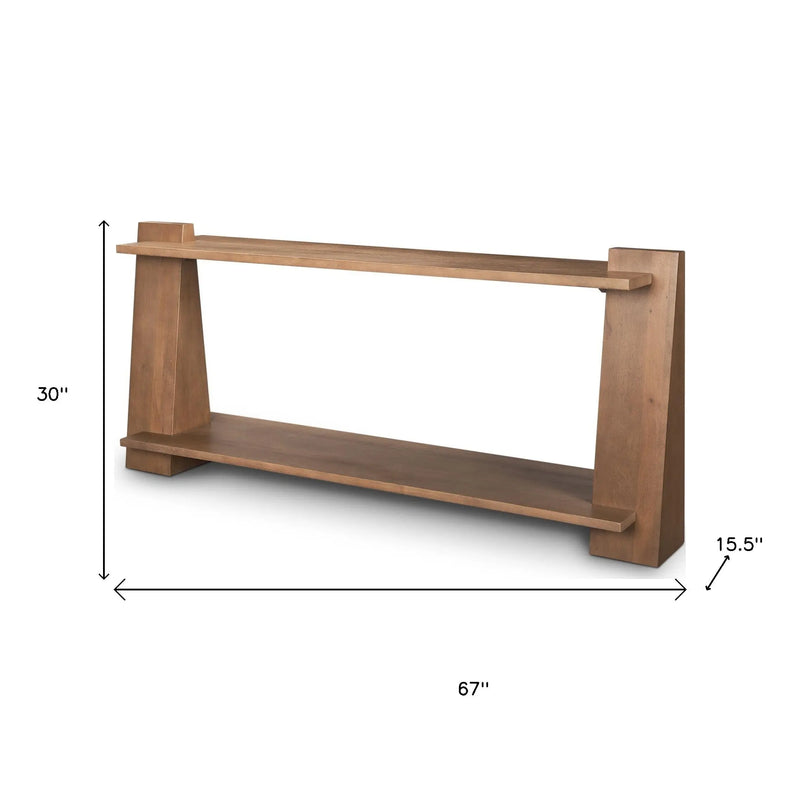 67" Brown Solid Wood Solid Console Table With Shelf Homeroots Living Room