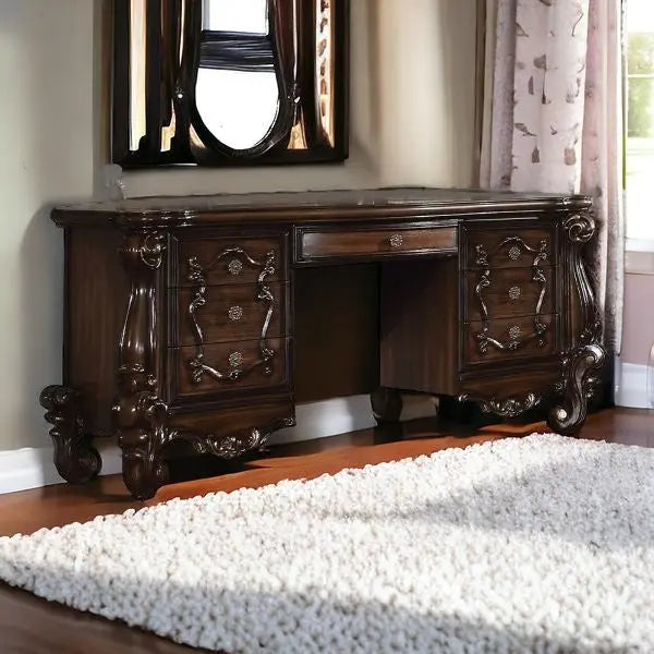 67" Brown Vanity Table With Seven Drawers Homeroots Living Room