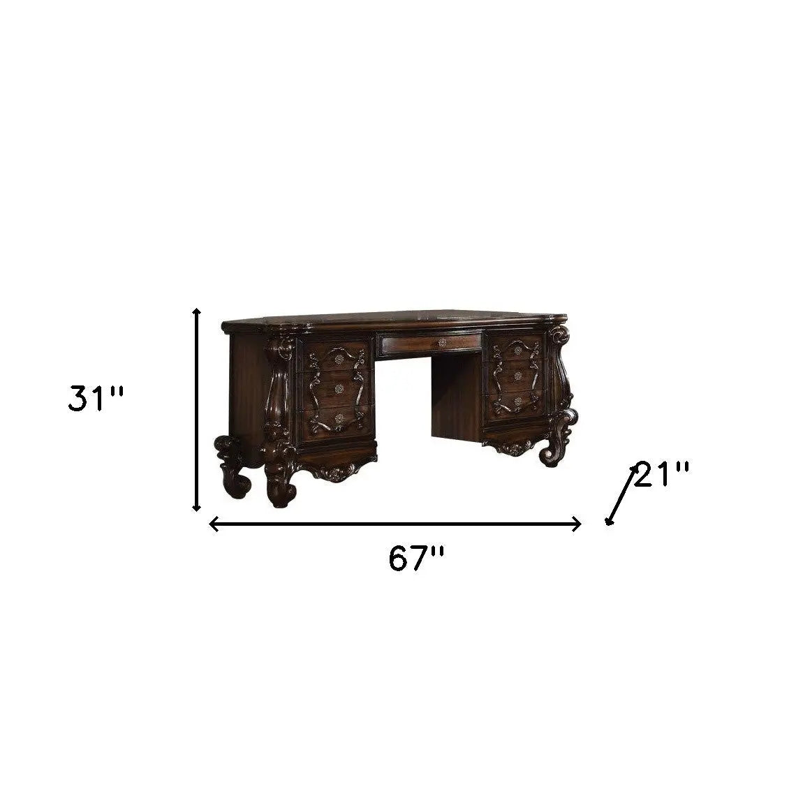 67" Brown Vanity Table With Seven Drawers Homeroots Living Room