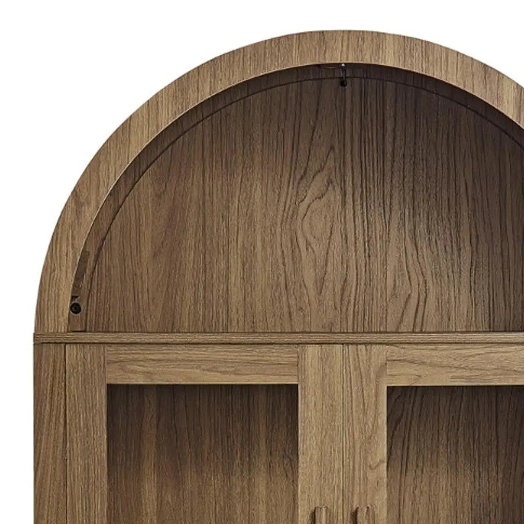 67" Brown Wood Oval Accent Cabinet With Two Doors Homeroots Kitchen & Dining