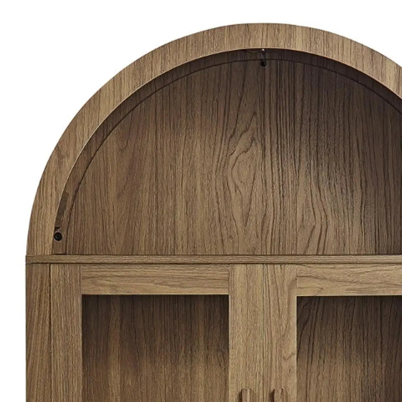 67" Brown Wood Oval Accent Cabinet With Two Doors Homeroots Kitchen & Dining