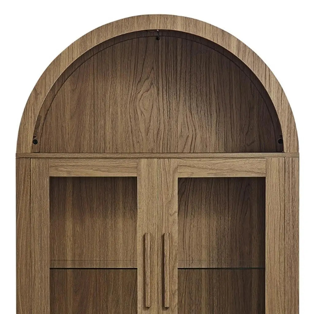 67" Brown Wood Oval Accent Cabinet With Two Doors Homeroots Kitchen & Dining