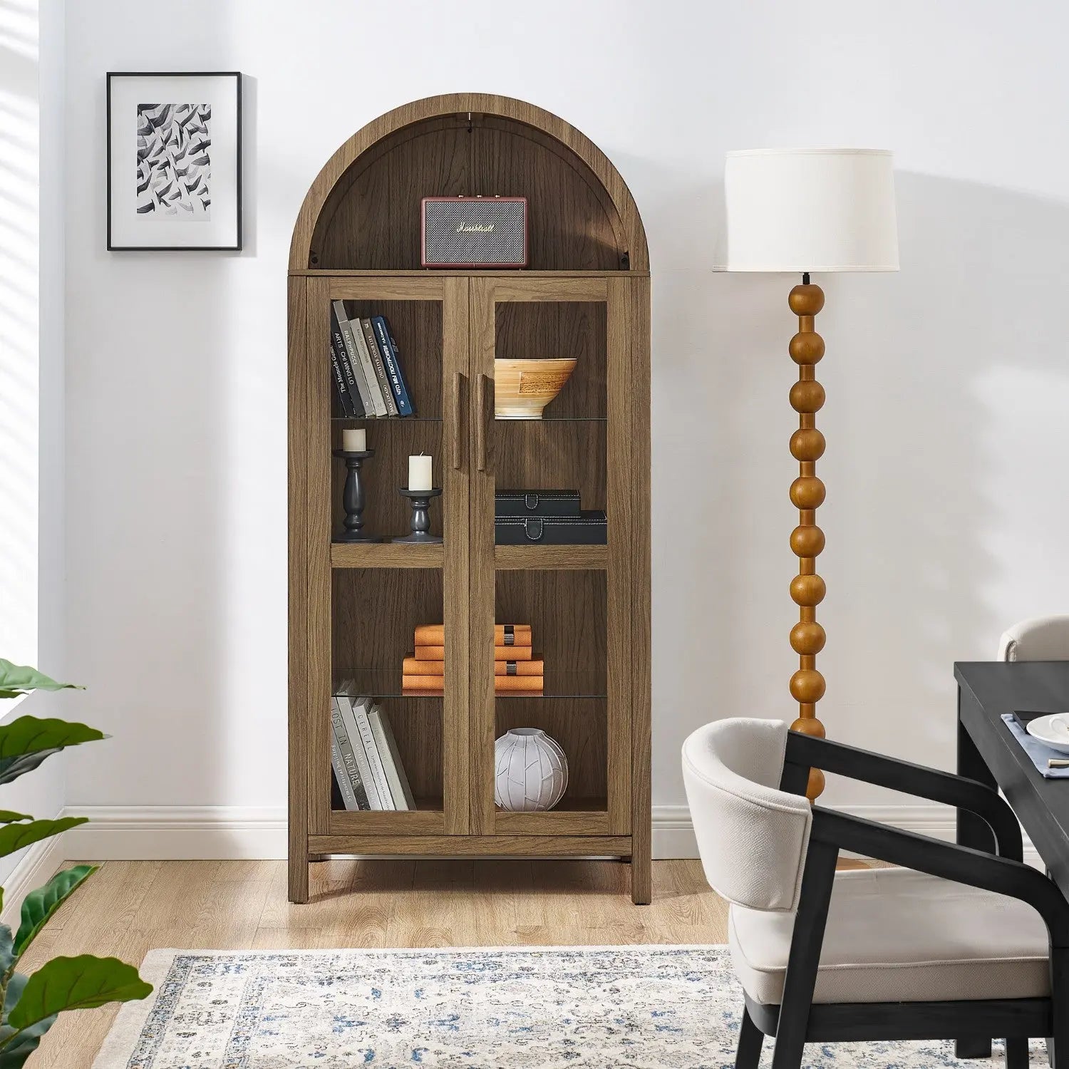 67" Brown Wood Oval Accent Cabinet With Two Doors Homeroots Kitchen & Dining