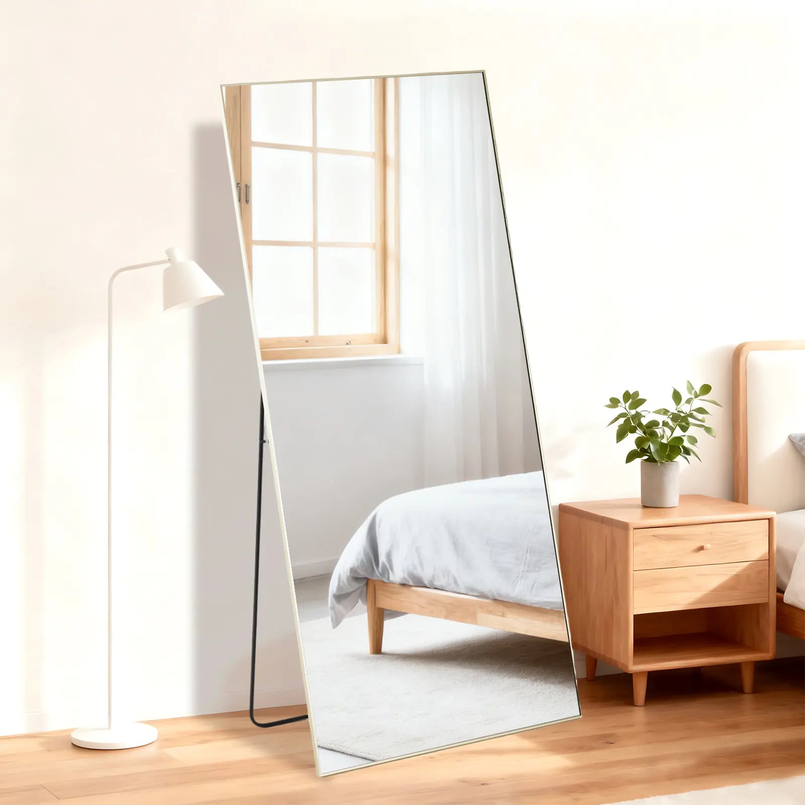 67" Gold Aluminum Freestanding And Wall Mounted Framed Full Length Mirror Homeroots Bed & Bath
