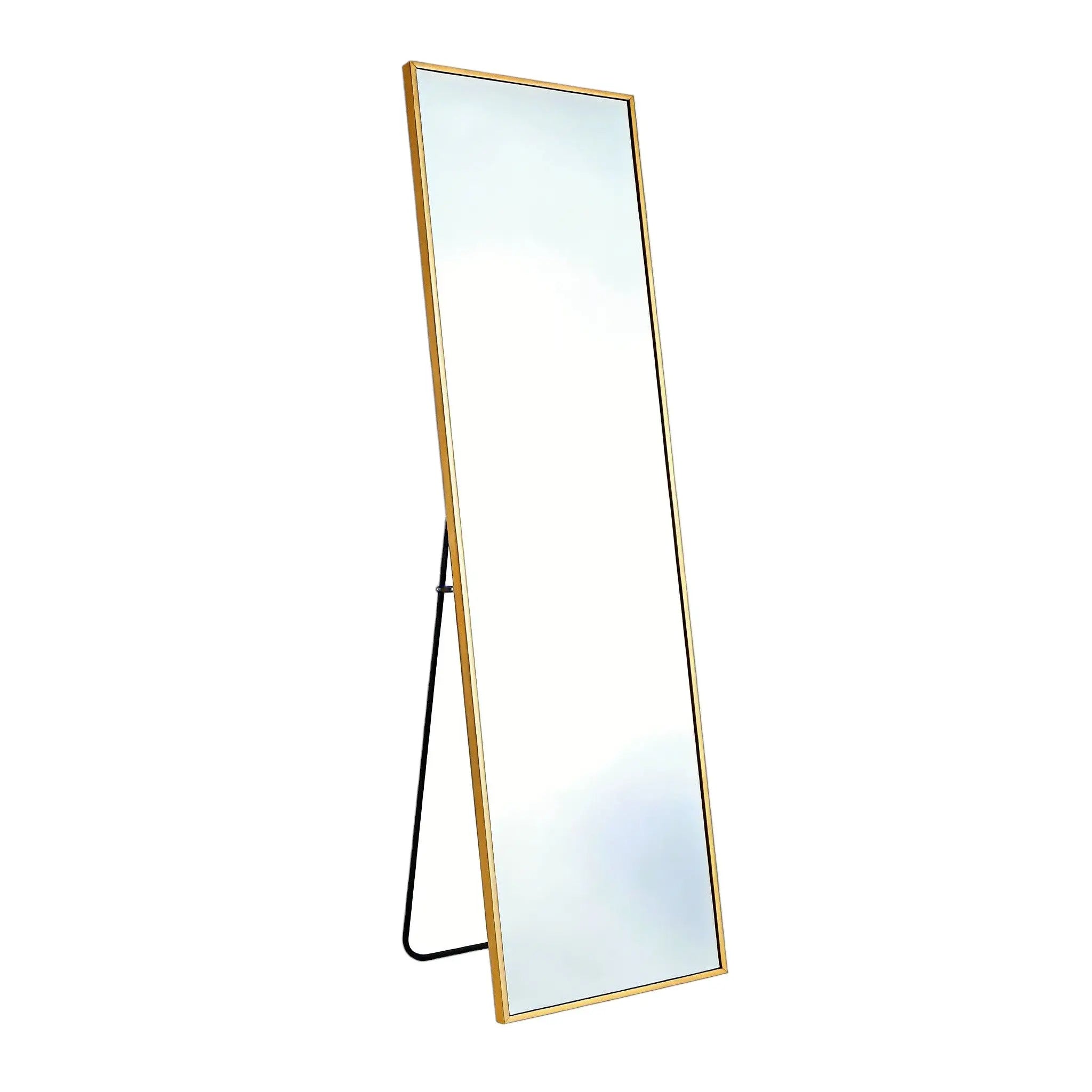 67" Gold Aluminum Freestanding And Wall Mounted Framed Full Length Mirror Homeroots Bed & Bath