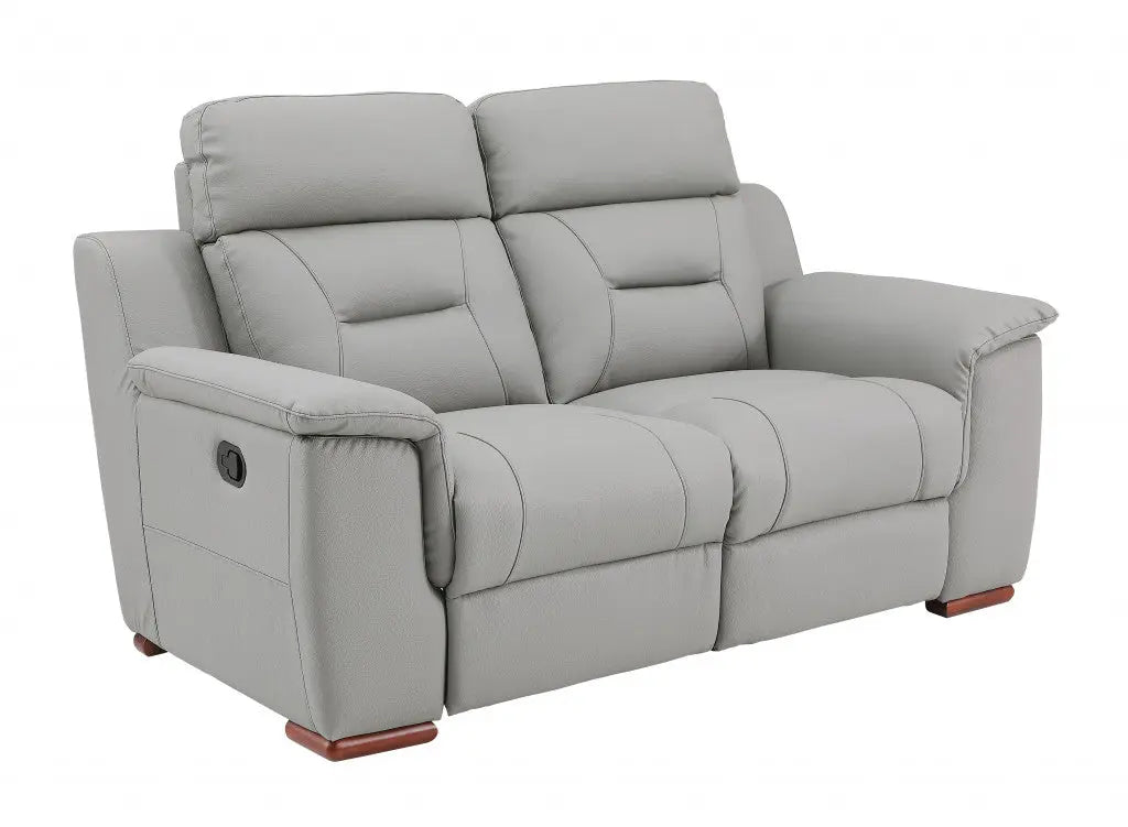 67" Gray And Brown Faux Leather Manual Reclining Loveseat Homeroots Living Room
