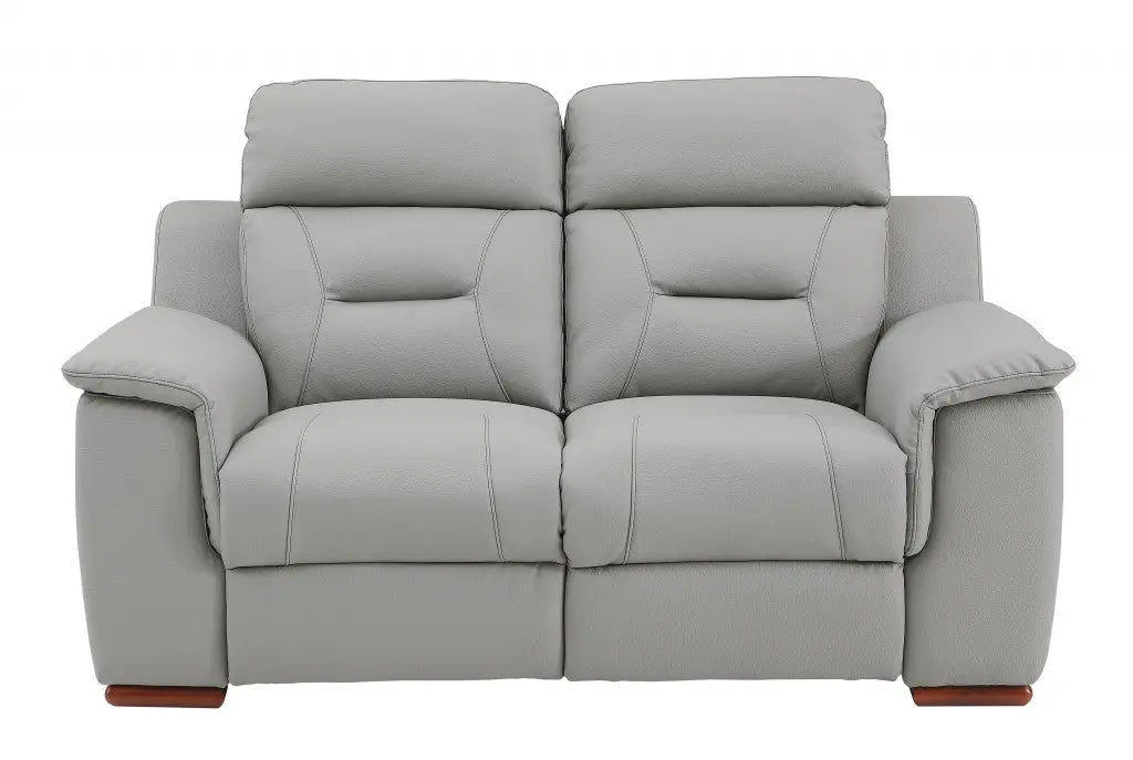 67" Gray And Brown Faux Leather Manual Reclining Loveseat Homeroots Living Room