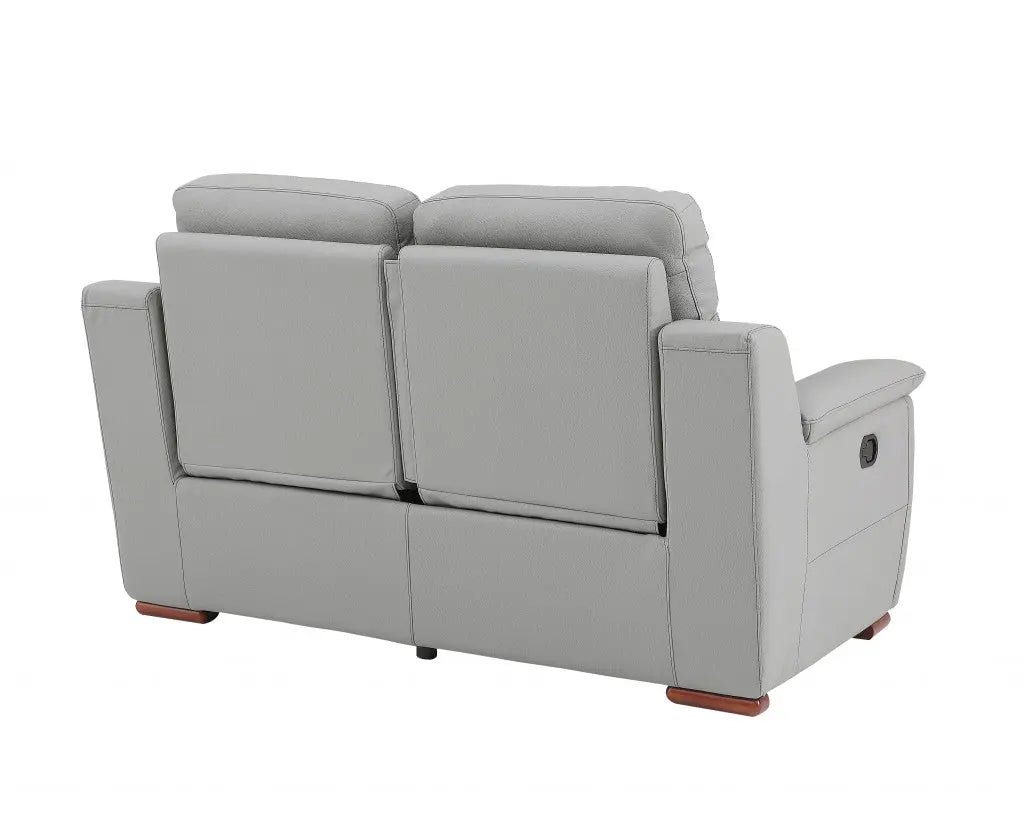 67" Gray And Brown Faux Leather Manual Reclining Loveseat Homeroots Living Room