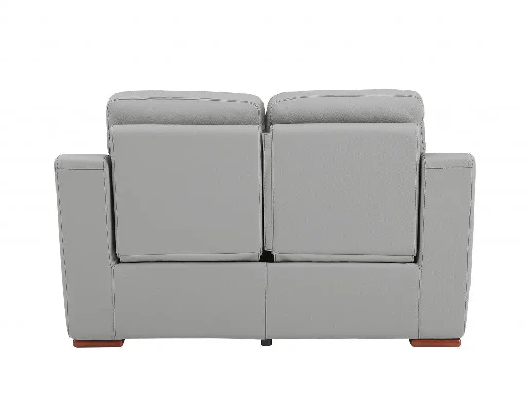67" Gray And Brown Faux Leather Manual Reclining Loveseat Homeroots Living Room