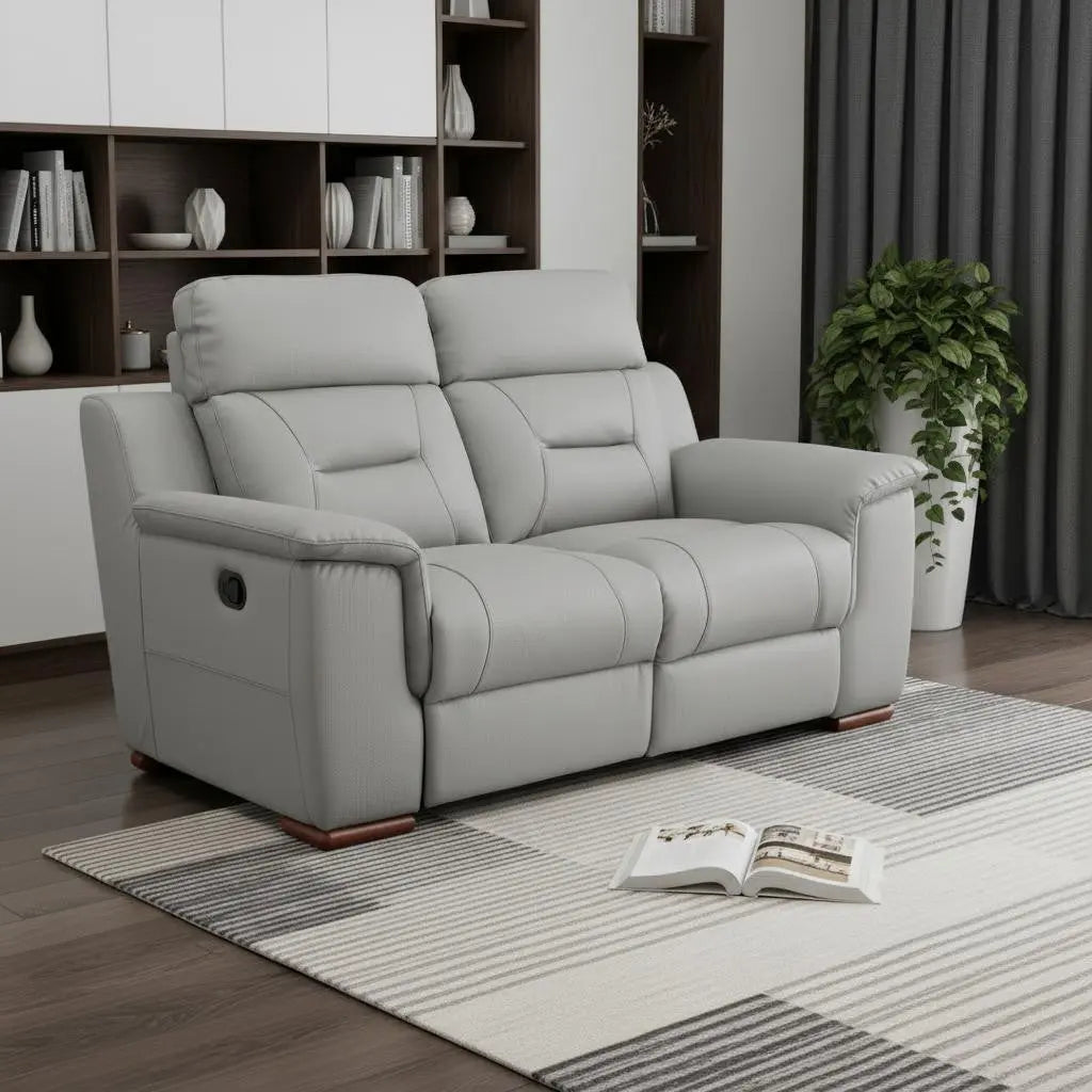 67" Gray And Brown Faux Leather Manual Reclining Loveseat Homeroots Living Room