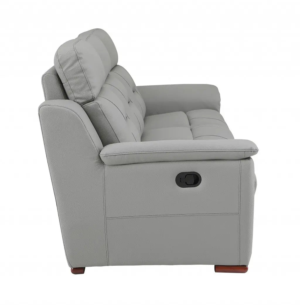67" Gray And Brown Faux Leather Manual Reclining Loveseat Homeroots Living Room