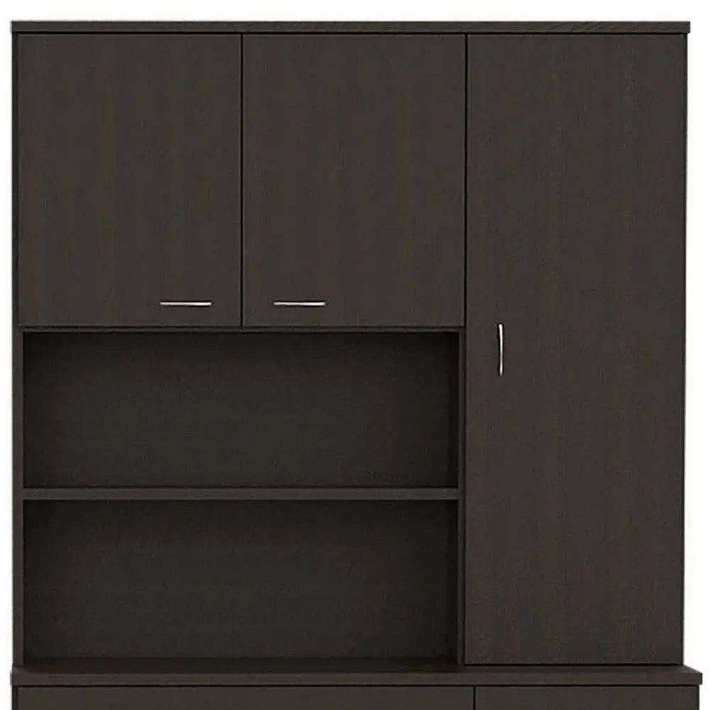 67" Modern Black Pantry Cabinet with Five Shelves Homeroots Kitchen & Dining