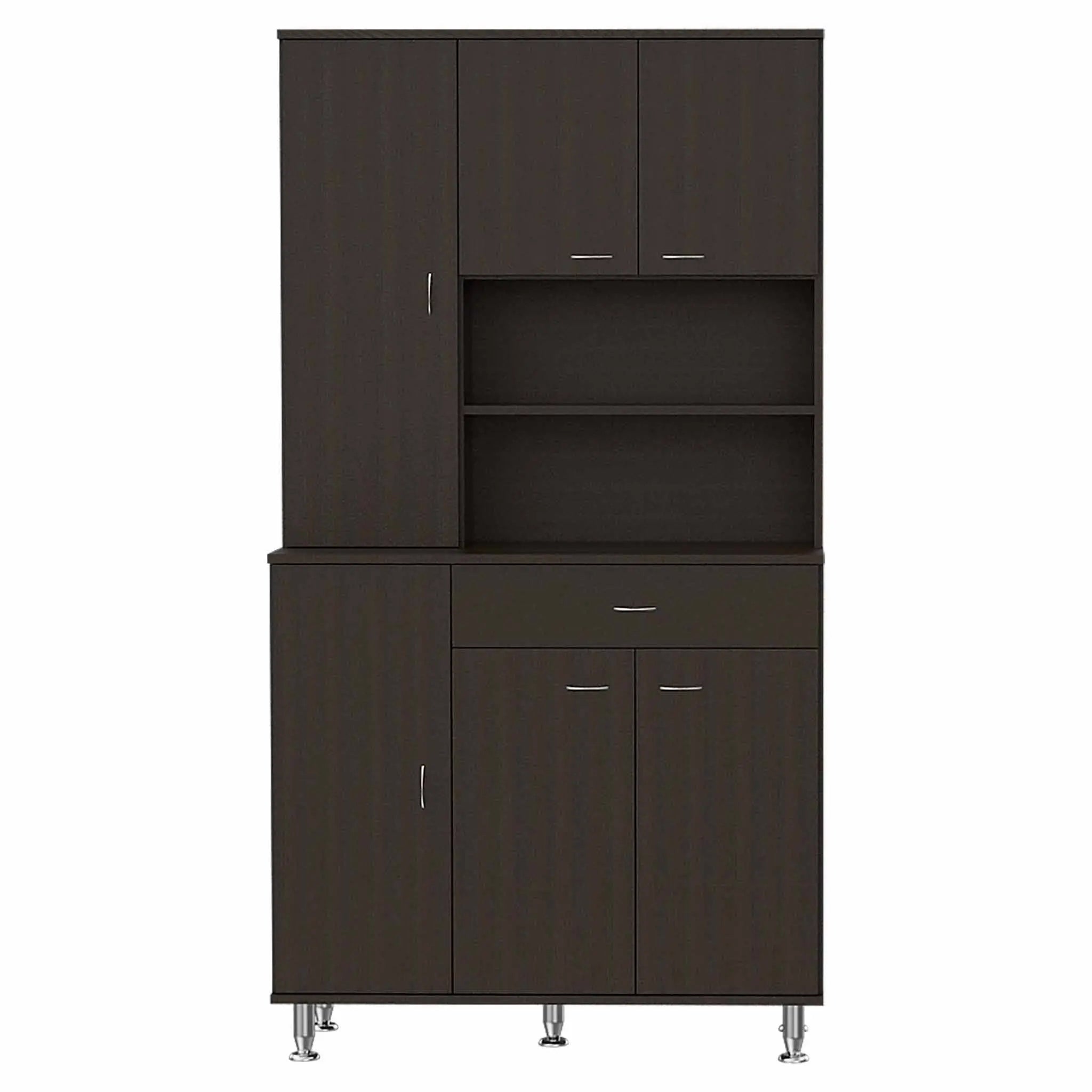 67" Modern Black Pantry Cabinet with Five Shelves Homeroots Kitchen & Dining