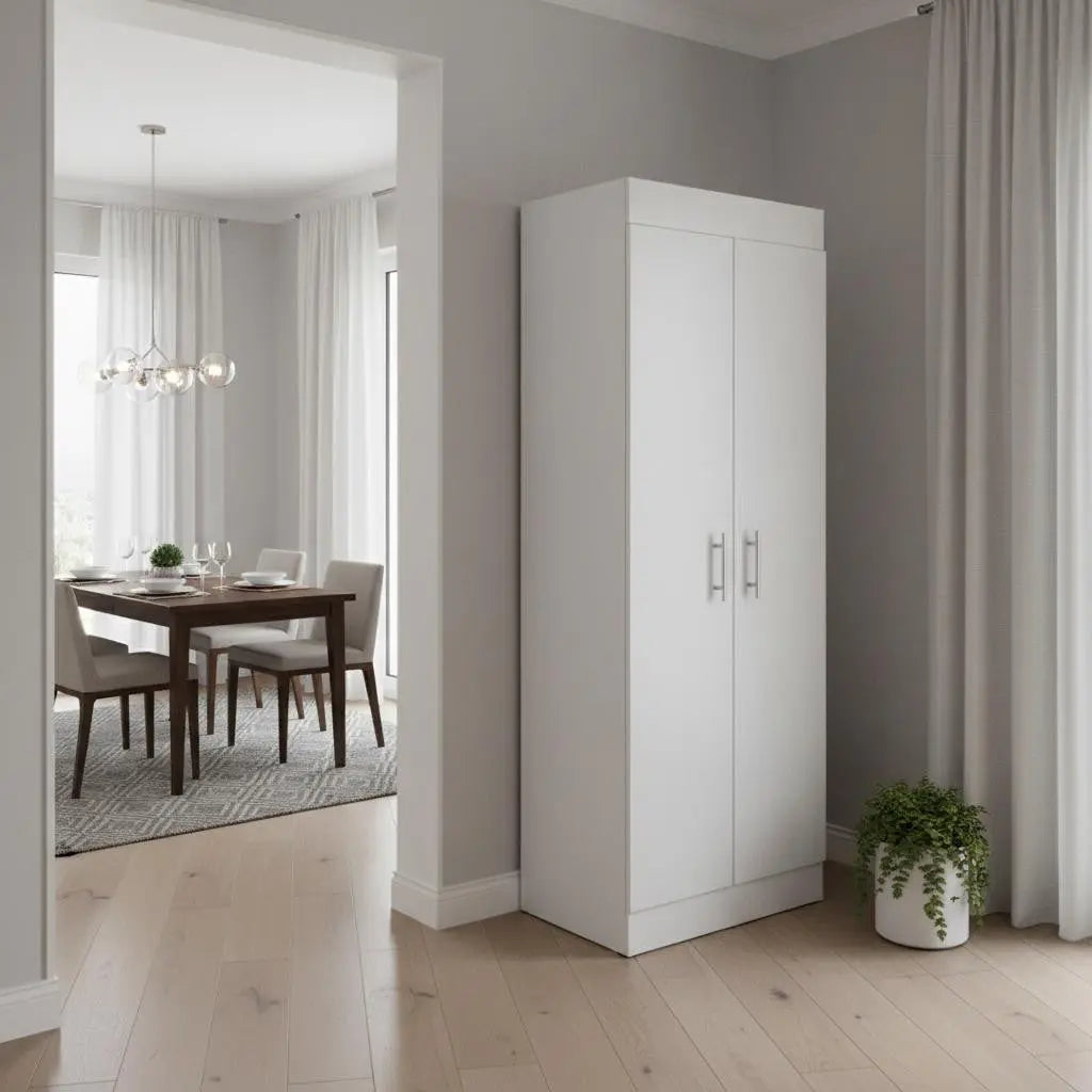 67" White Wood Pantry Or Storage Closet Homeroots Kitchen & Dining