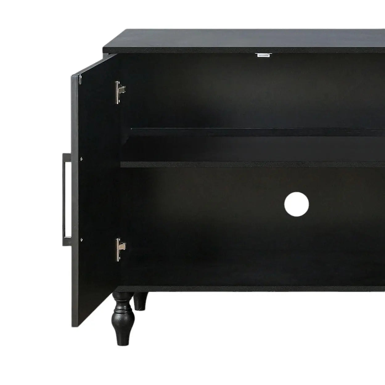 68" Black Distressed Carved Floral Sideboard with Four Doors Homeroots Kitchen & Dining