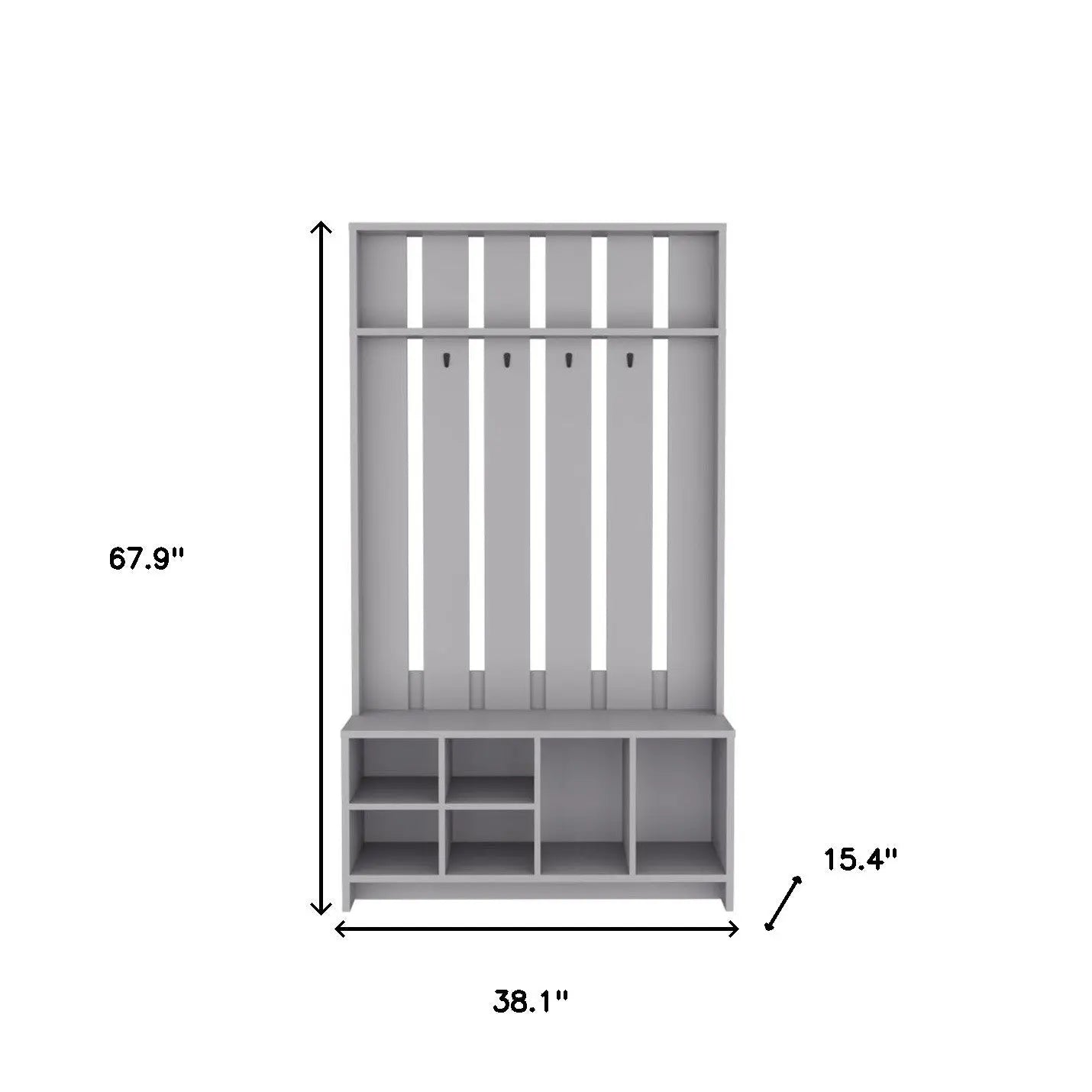 68" Gray Wood Four Hook Coat And Shoe Rack Homeroots Organization