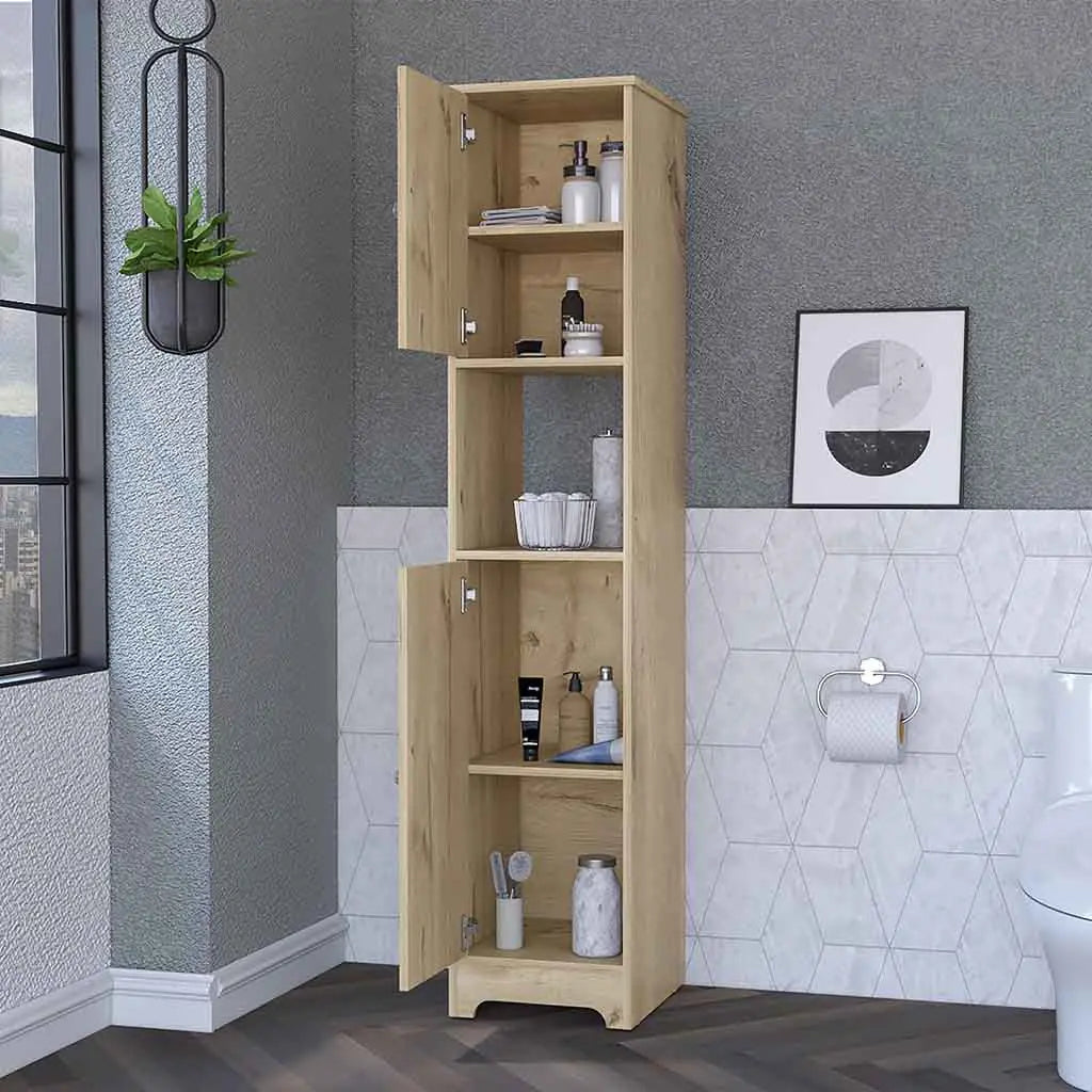 68" Light Brown Wood Accent Cabinet With Two Doors Homeroots Kitchen & Dining