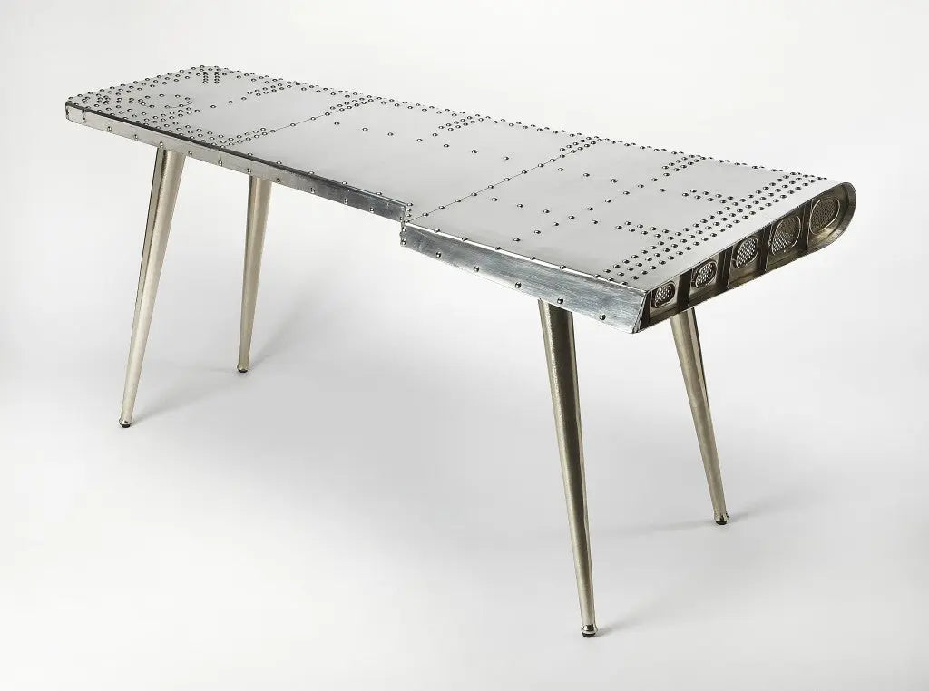 68" Silver Metal Writing Desk Homeroots Office