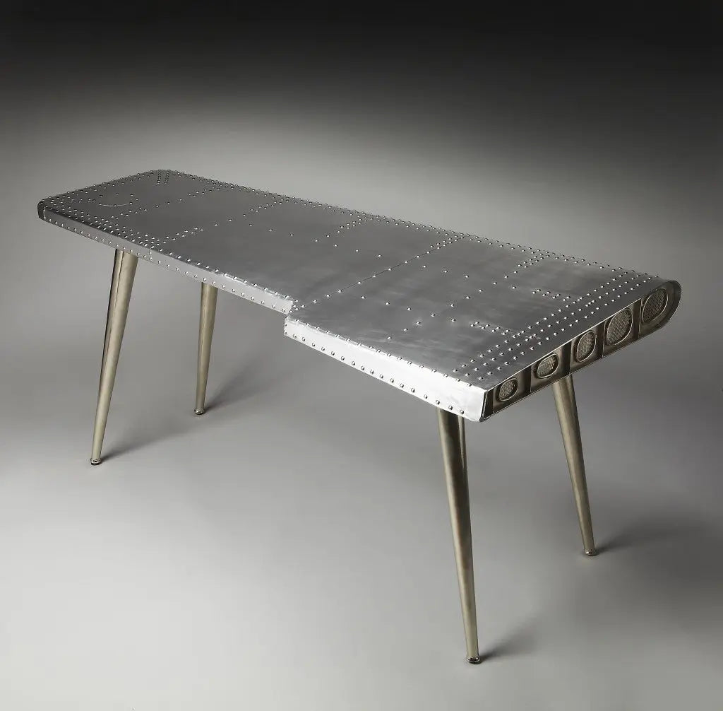 68" Silver Metal Writing Desk Homeroots Office