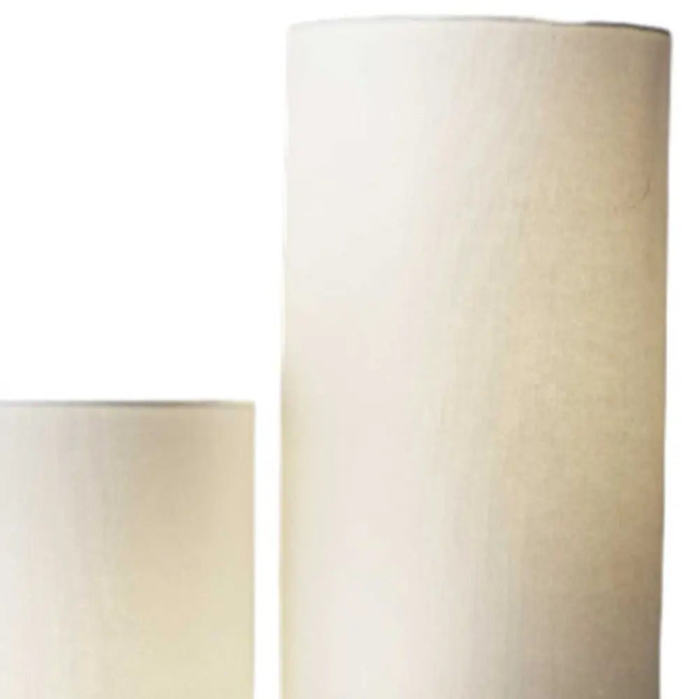 68" Silver Three Light Novelty Floor Lamp With White Linen Cylinder Shade - GreatEagleInc