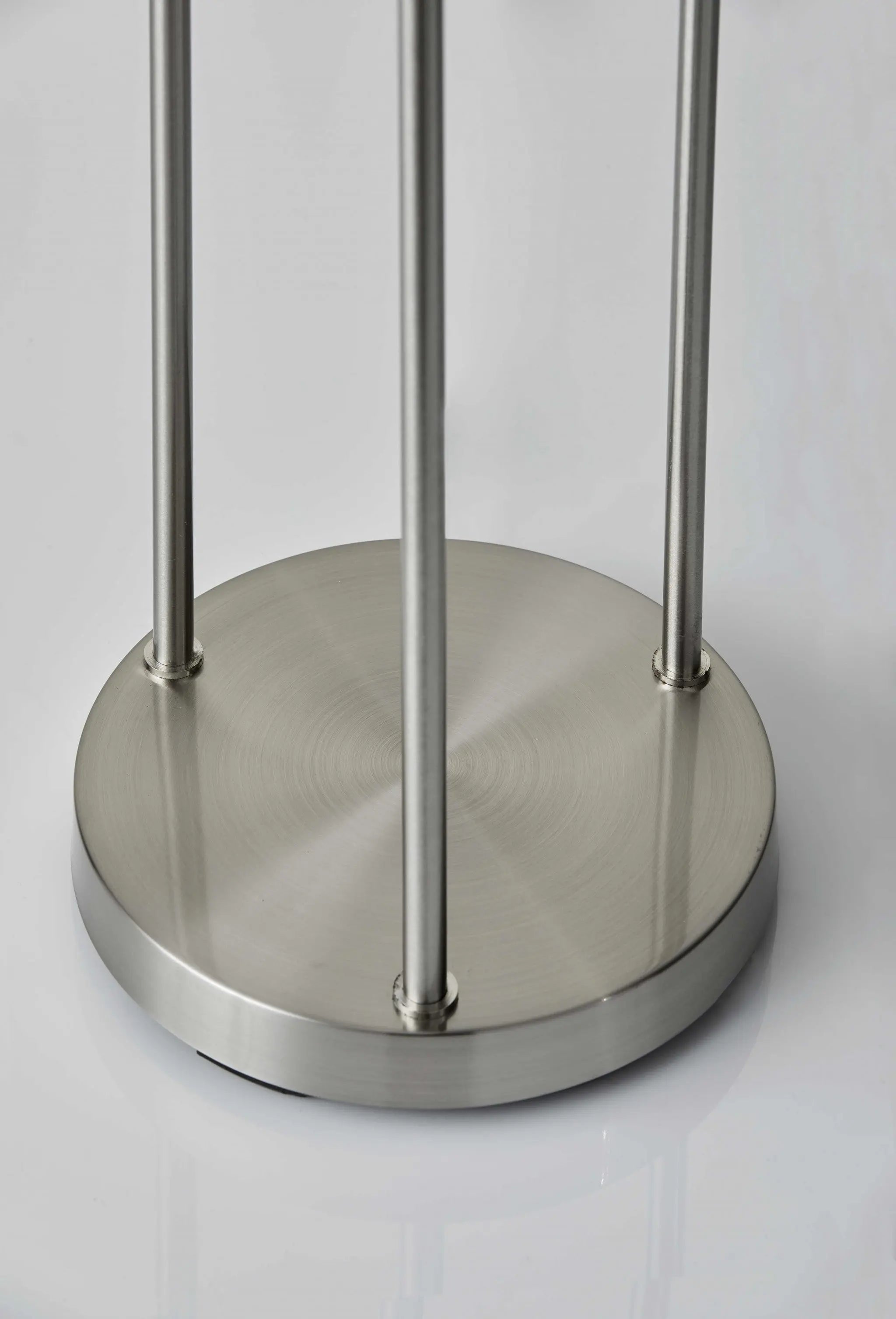 68" Silver Three Light Novelty Floor Lamp With White Linen Cylinder Shade - GreatEagleInc