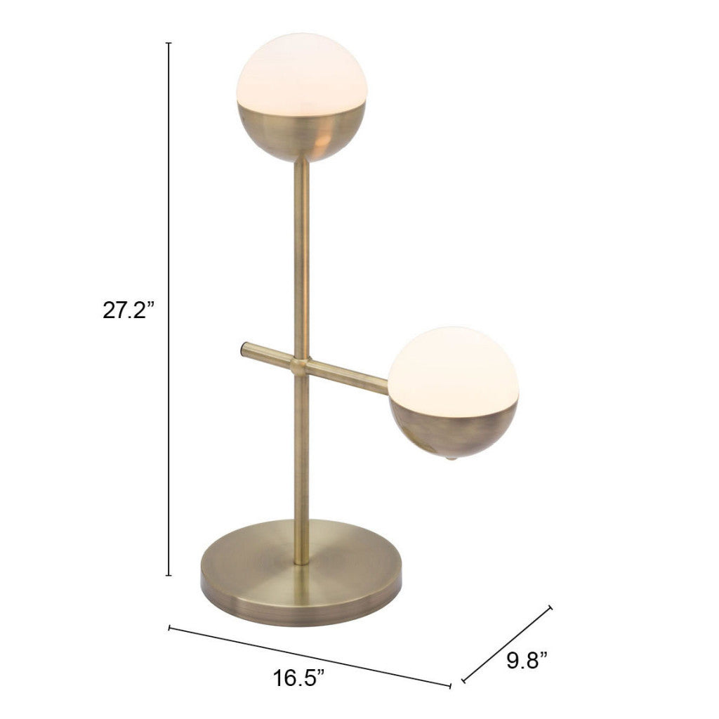 69" Brass Metal Bedside Table Lamp With Off White Globe Shade - GreatEagleInc