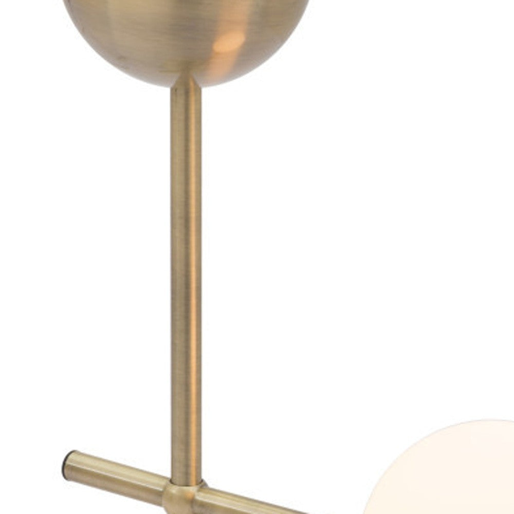 69" Brass Metal Bedside Table Lamp With Off White Globe Shade - GreatEagleInc