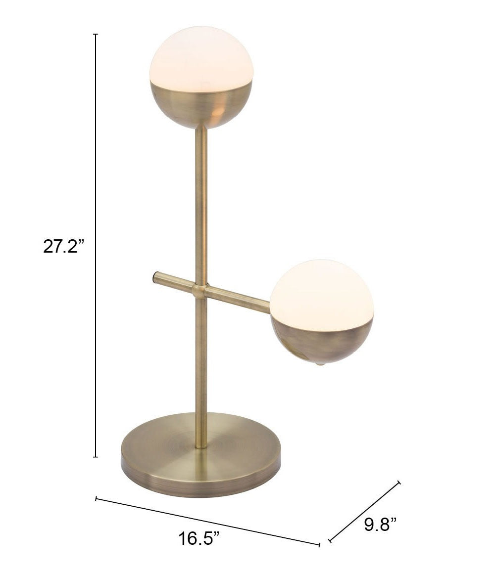 69" Brass Metal Bedside Table Lamp With Off White Globe Shade - GreatEagleInc