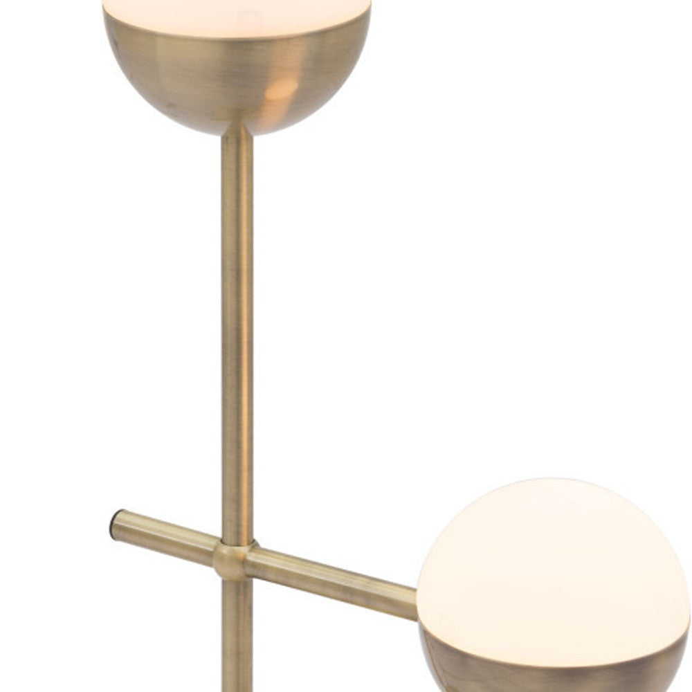 69" Brass Metal Bedside Table Lamp With Off White Globe Shade - GreatEagleInc