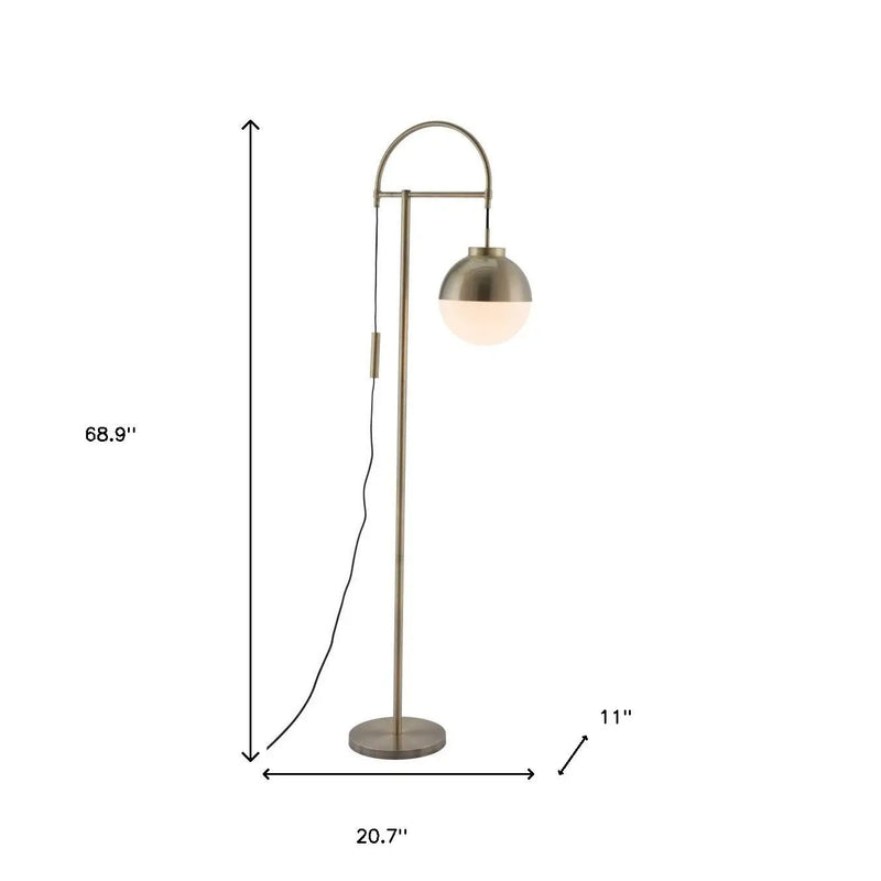 69" Bronze Steel Floor Lamp With Bronze Steel Globe Shade Homeroots Lighting