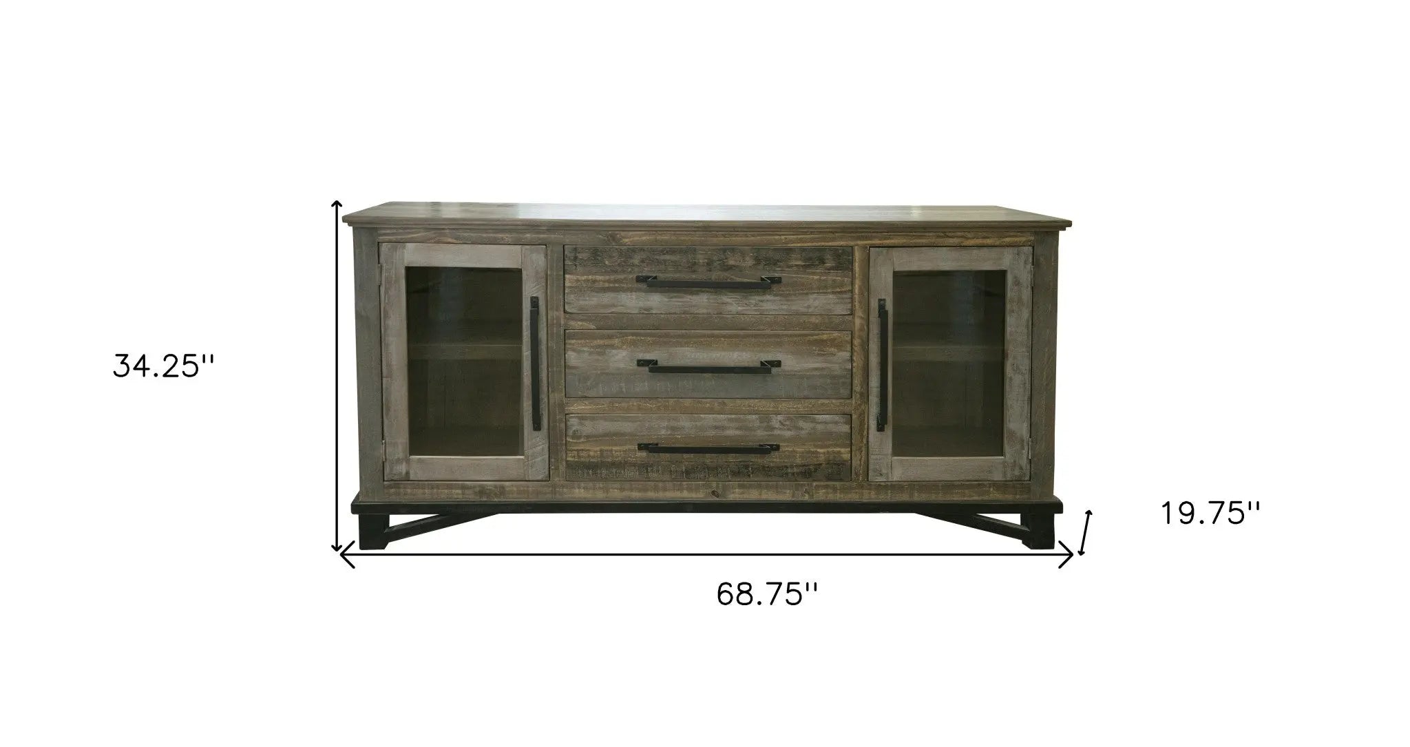 69" Brown Solid and Manufactured Wood Distressed Buffet Table Homeroots Kitchen & Dining