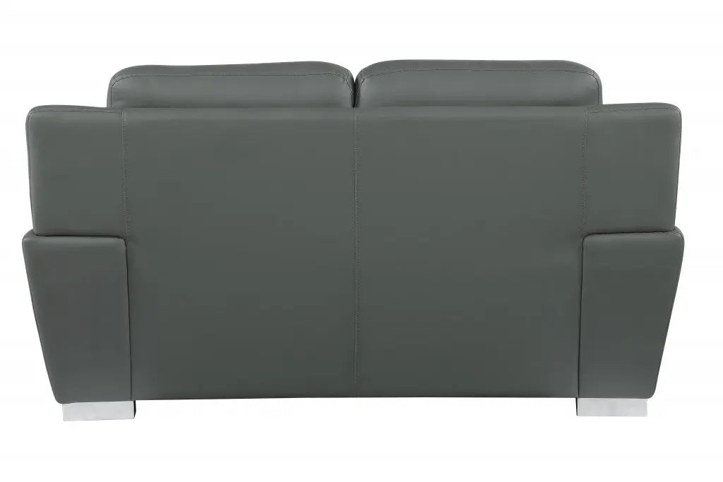 69" Gray And Silver Faux Leather Love Seat Homeroots Living Room