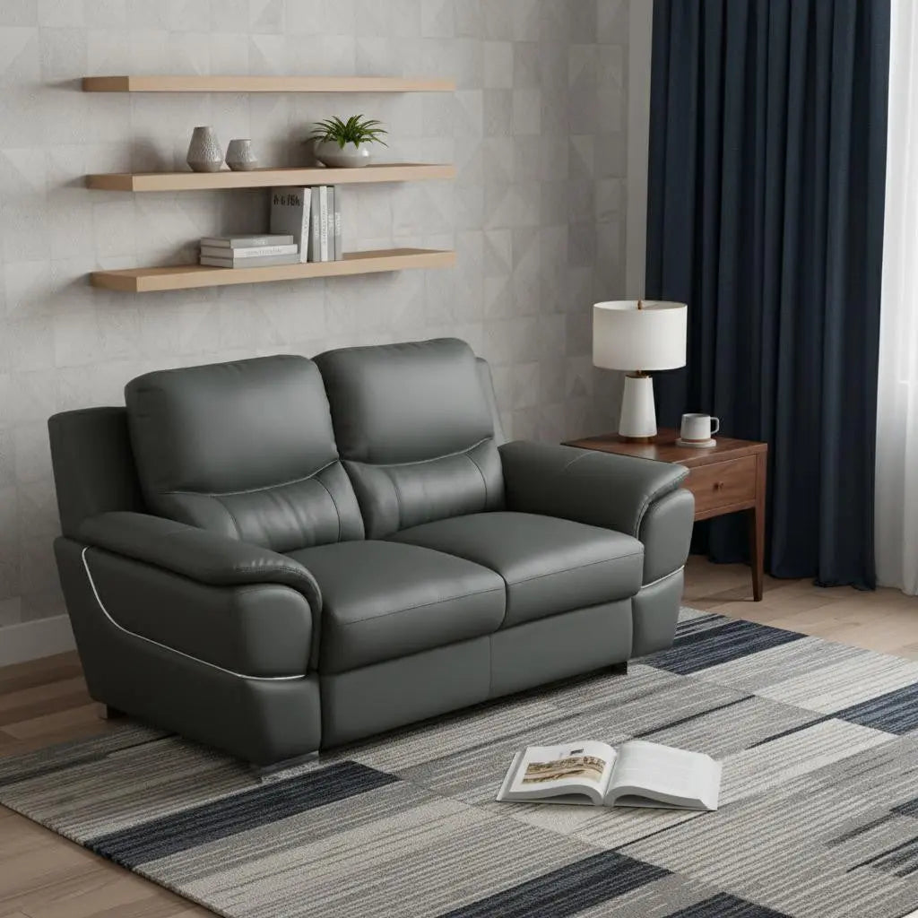 69" Gray And Silver Faux Leather Love Seat Homeroots Living Room