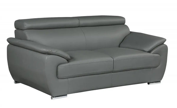 69" Gray And Silver Faux Leather Loveseat Homeroots Living Room